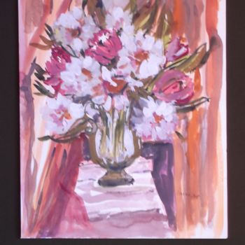 Painting titled "bouquet dans un vas…" by Ioana, Original Artwork, Gouache
