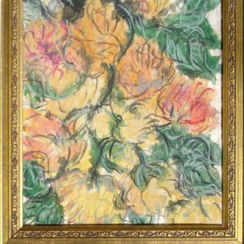 Pintura intitulada "dahlia (2)" por Ioana, Obras de arte originais, Guache
