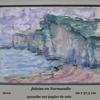Painting titled "falaise en normandie" by Ioana, Original Artwork, Gouache