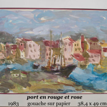 Peinture intitulée "port en rouge et ro…" par Ioana, Œuvre d'art originale, Gouache