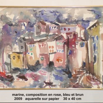 Pintura intitulada "marine composition…" por Ioana, Obras de arte originais, Guache