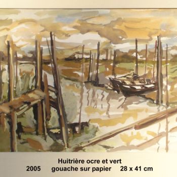 Painting titled "huitriere en ocre e…" by Ioana, Original Artwork, Gouache