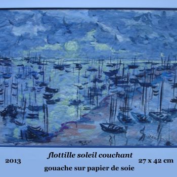 Painting titled "flotille soleil cou…" by Ioana, Original Artwork, Gouache