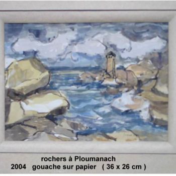 Painting titled "rochers à  Ploumana…" by Ioana, Original Artwork, Gouache