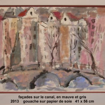 Ζωγραφική με τίτλο "facades sur le cana…" από Ioana, Αυθεντικά έργα τέχνης, Γκουάς