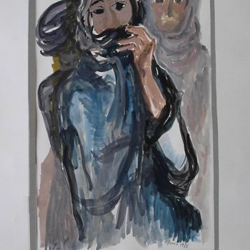 Pintura intitulada "deux femmes arabes" por Ioana, Obras de arte originais, Óleo