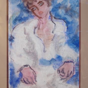 Peinture intitulée "la dame en blanc" par Ioana, Œuvre d'art originale, Huile