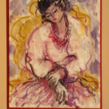 Malerei mit dem Titel "dame dans un fauteu…" von Ioana, Original-Kunstwerk, Öl