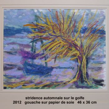 Painting titled "stridence automnale…" by Ioana, Original Artwork, Gouache