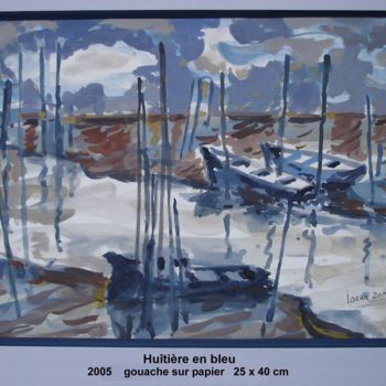 Ζωγραφική με τίτλο "Huitrière en bleu" από Ioana, Αυθεντικά έργα τέχνης, Γκουάς