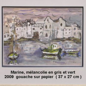 Painting titled "marine, mélancolie…" by Ioana, Original Artwork, Oil
