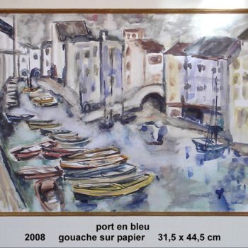 Painting titled "port en bleu" by Ioana, Original Artwork, Oil