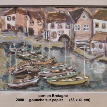 Schilderij getiteld "port en Bretagne" door Ioana, Origineel Kunstwerk, Olie