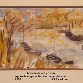 Peinture intitulée "Bras de rivière en…" par Ioana, Œuvre d'art originale, Gouache