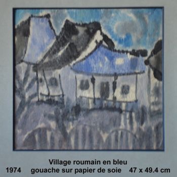 Pintura intitulada "Village roumain en…" por Ioana, Obras de arte originais, Guache