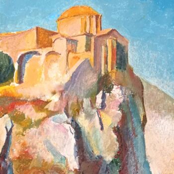Malerei mit dem Titel "Monemvasia" von Ioannis Filippopoulos, Original-Kunstwerk, Pastell