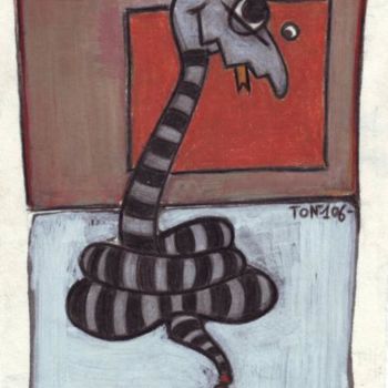 Zeichnungen mit dem Titel "small face snake" von Iom4, Original-Kunstwerk