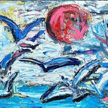 Картина под названием "Seagulls" - Ion Morarescu, Подлинное произведение искусства, Масло