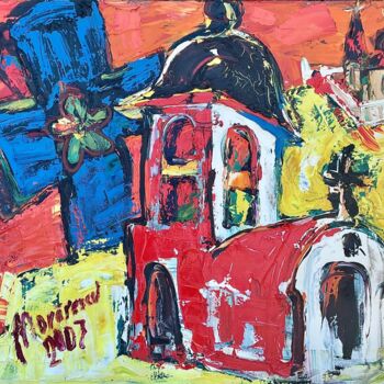 Картина под названием "Butuceni village" - Ion Morarescu, Подлинное произведение искусства, Масло Установлен на Деревянная р…