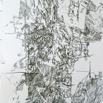 Drawing titled "Composition - Struc…" by Ion Preda, Original Artwork, Charcoal Mounted on Aluminium
