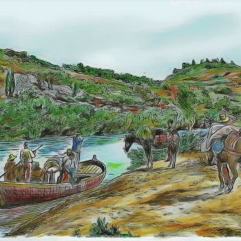 Картина под названием "HORSE GUIDES AND HO…" - Jonfyt, Подлинное произведение искусства, Чернила