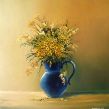 Painting titled "Les petites fleurs…" by Mihai Ionescu, Original Artwork, Oil