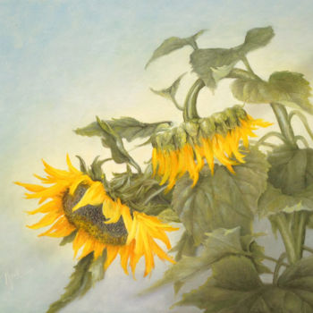 Pintura titulada "SUNFLOWERS! fleur d…" por Mihai Ionescu, Obra de arte original, Oleo