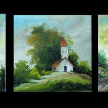 Schilderij getiteld "3 small landscapes" door Mihai Ionescu, Origineel Kunstwerk, Olie