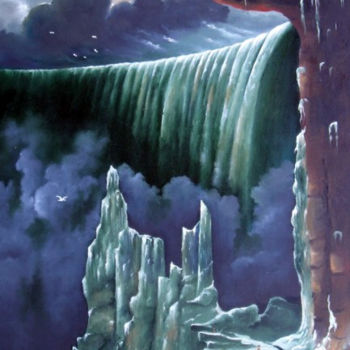 Painting titled "Niagara fall" by Mihai Ionescu, Original Artwork, Oil