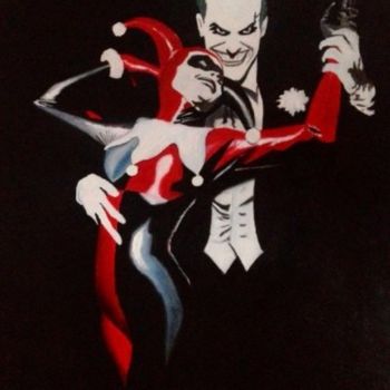 Painting titled "Joker and Harley Qu…" by Mihai Ionescu, Original Artwork, Oil