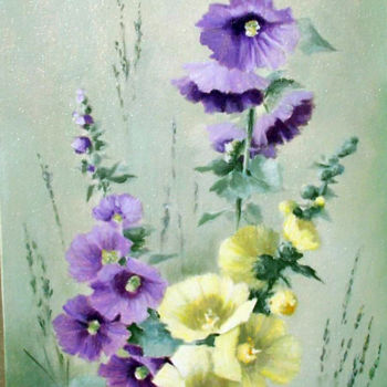 Peinture intitulée "Mallow flowers" par Mihai Ionescu, Œuvre d'art originale, Huile