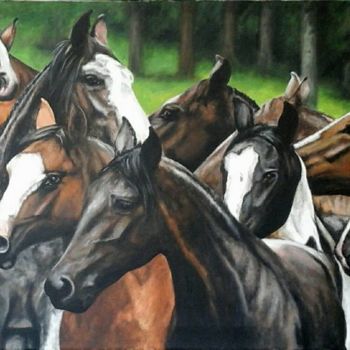Peinture intitulée "Horses" par Mihai Ionescu, Œuvre d'art originale, Acrylique