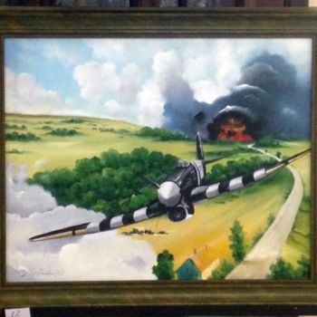 Painting titled "WW2 planes" by Mihai Ionescu, Original Artwork, Oil