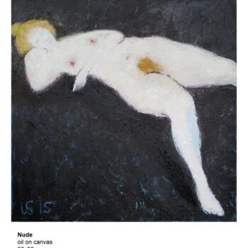 Painting titled "Nude in black" by Ioseb Nadiradze (SOSO), Original Artwork, Oil