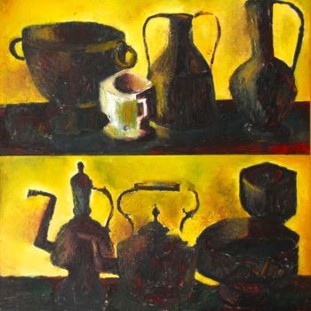 Painting titled "still life with eas…" by Iosef Yusupov, Original Artwork, Oil