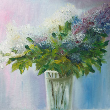 Painting titled "Bouquet of lilacs i…" by Igor Pershin, Original Artwork, Oil