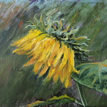 Painting titled "Sunflower" by Igor Pershin, Original Artwork, Oil Mounted on Wood Stretcher frame