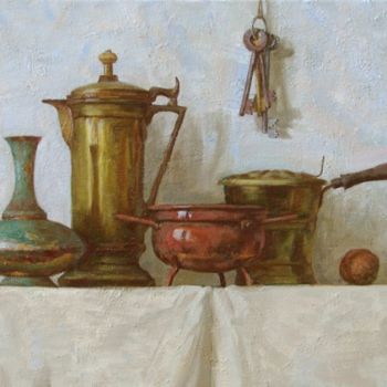 Malerei mit dem Titel ""Натюрморт. Латунь"" von Igor Panov, Original-Kunstwerk, Öl