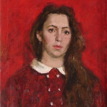 Painting titled ""портрет девушки в…" by Igor Panov, Original Artwork, Oil