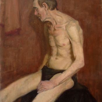 Painting titled ""Обнаженный мужчина"" by Igor Panov, Original Artwork, Oil