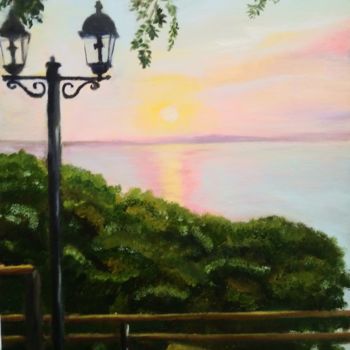 Painting titled "The sunset somewher…" by Irina Shopina, Original Artwork, Oil