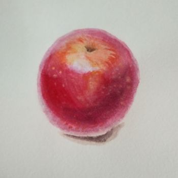Painting titled "Apple" by Irina Shopina, Original Artwork, Watercolor