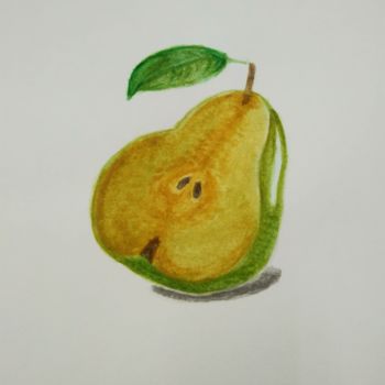 Schilderij getiteld "Pear" door Irina Shopina, Origineel Kunstwerk, Aquarel