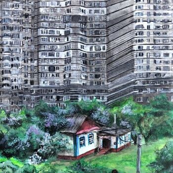 Картина под названием "Home" - Ира Сидоренко, Подлинное произведение искусства, Акрил Установлен на Деревянная панель