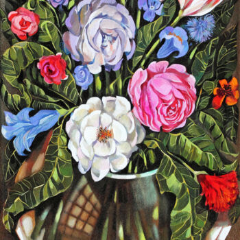 "Flowers for Lempicka" başlıklı Tablo Ira Tsantekidou tarafından, Orijinal sanat, Petrol