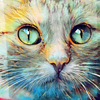 Painting titled "Cat 1" by Ira Tsantekidou, Original Artwork, Digital Painting