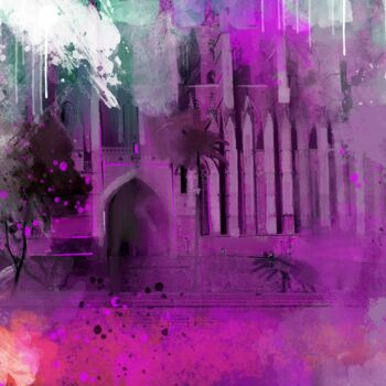 Painting titled "Cathedral in Palma 3" by Ira Tsantekidou, Original Artwork, Digital Painting