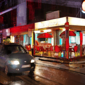 Painting titled "Night City 4" by Ira Tsantekidou, Original Artwork, Digital Painting