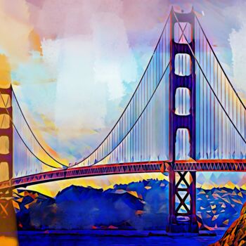 Painting titled "San Francisco, Gold…" by Ira Tsantekidou, Original Artwork, Digital Painting