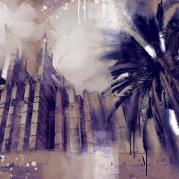 Painting titled "Cathedral in Palma 2" by Ira Tsantekidou, Original Artwork, Digital Painting